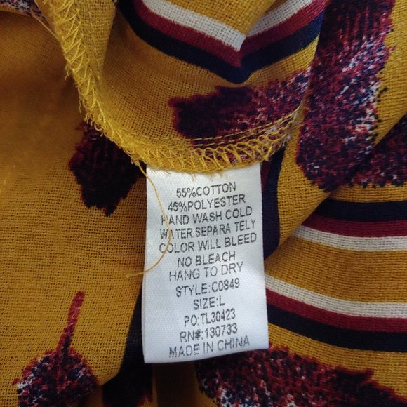 Umgee butterscotch with maroon feather detail semi sheer size Large - Picture 6 of 7